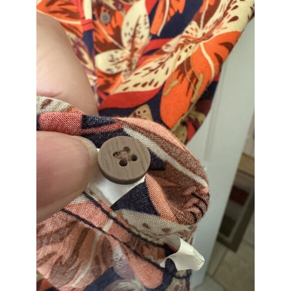 Falls Creek Hawaiian Shirt Short Sleeve Men’s Size 2XL Orange‎ Blue Floral - Picture 3 of 6